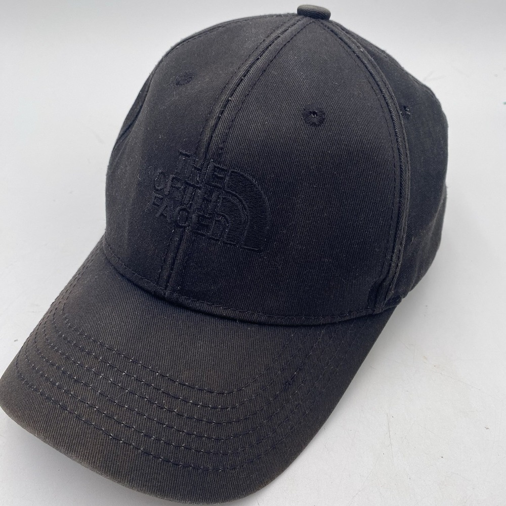 The North Face Hat Blackout Strapback Adjustable Black Cleaned VGC All Black
